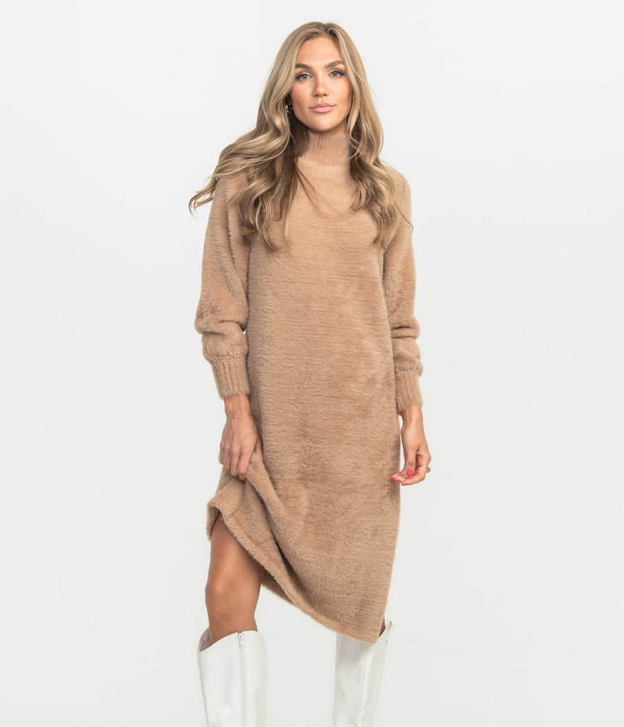 Southern Shirt Turtleneck Sweater Dress Mocha Tan / M Southern Shirt Turtleneck Sweater Dress Mocha Tan / M